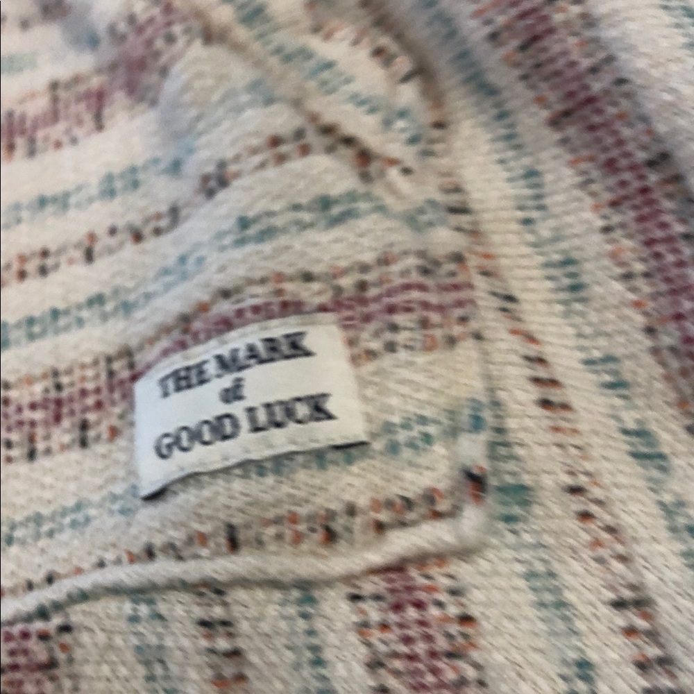 Lucky Brand boho striped hoodie sweatshirt neutral tones beach resort vibes SZ M - Picture 6 of 9